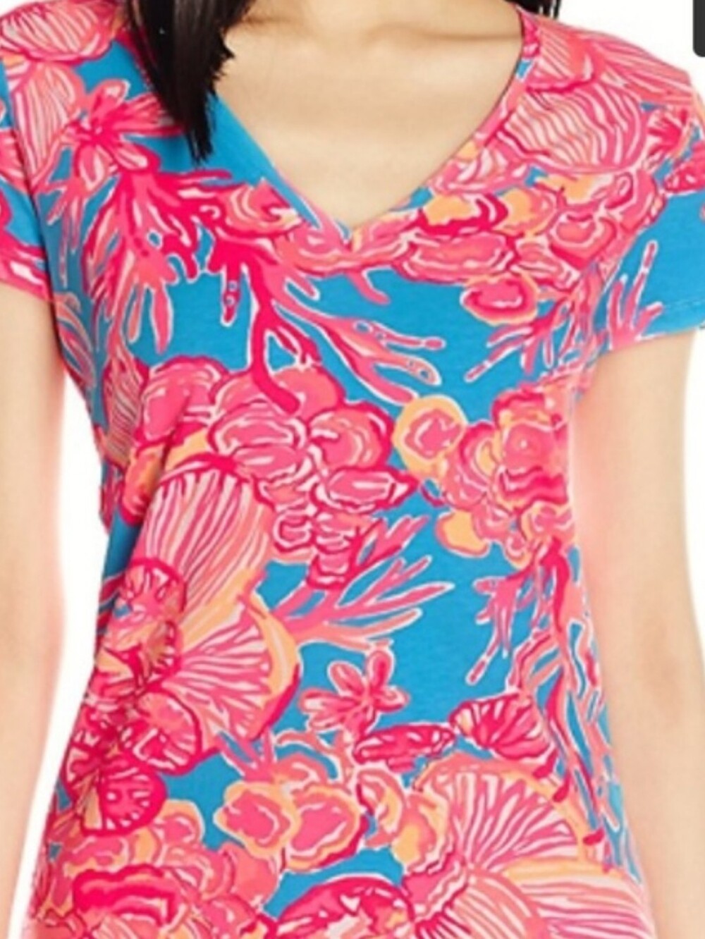 Lilly Pulitzer M *Rare* Michelle Shirt Coral Lovers Brink Neon